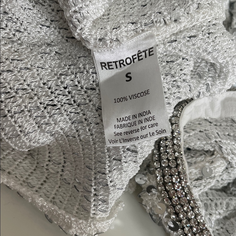 Retrofete Morgan Crystal and Sequin Embellished Cutout Crochet Maxi Dress Size S - Picture 10 of 10